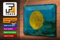 Blechschild Flagge Palau 30x20cm Flag of Palau Rost