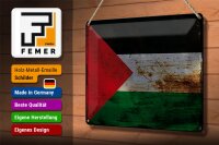 Blechschild Flagge Palästina 30x20cm Flag Palestine Rost