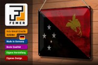 Blechschild Flagge Papua-Neuguinea 30x20cm New Guinea Rost