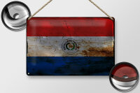 Blechschild Flagge Paraguay 30x20cm Flag of Paraguay Rost