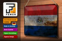Blechschild Flagge Paraguay 30x20cm Flag of Paraguay Rost