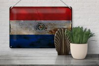 Blechschild Flagge Paraguay 30x20cm Flag of Paraguay Rost