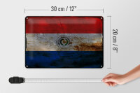 Blechschild Flagge Paraguay 30x20cm Flag of Paraguay Rost