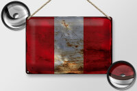 Blechschild Flagge Peru 30x20cm Flag of Peru Rost