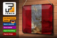 Blechschild Flagge Peru 30x20cm Flag of Peru Rost