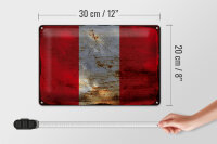 Blechschild Flagge Peru 30x20cm Flag of Peru Rost