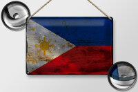Blechschild Flagge Philippinen 30x20cm Philippines Rost