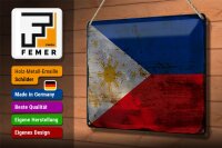 Blechschild Flagge Philippinen 30x20cm Philippines Rost