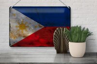 Blechschild Flagge Philippinen 30x20cm Philippines Rost
