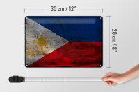 Blechschild Flagge Philippinen 30x20cm Philippines Rost