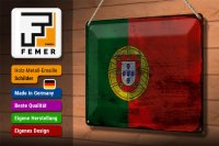 Blechschild Flagge Portugal 30x20cm Flag of Portugal Rost