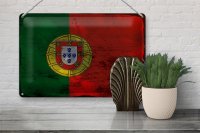 Blechschild Flagge Portugal 30x20cm Flag of Portugal Rost