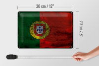 Blechschild Flagge Portugal 30x20cm Flag of Portugal Rost