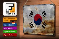 Blechschild Flagge Südkorea 30x20cm Flag South Korea Rost