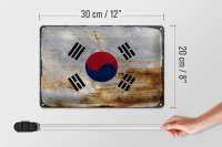 Blechschild Flagge Südkorea 30x20cm Flag South Korea Rost