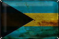 Blechschild Flagge Bahamas 30x20cm Flag of Bahamas Rost