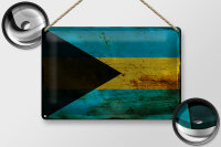 Blechschild Flagge Bahamas 30x20cm Flag of Bahamas Rost