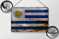 Blechschild Flagge Uruguay 30x20cm Flag of Uruguay Rost