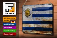 Blechschild Flagge Uruguay 30x20cm Flag of Uruguay Rost