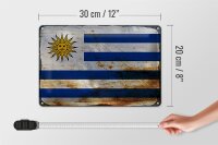 Blechschild Flagge Uruguay 30x20cm Flag of Uruguay Rost