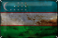 Blechschild Flagge Usbekistan 30x20cm Uzbekistan Rost