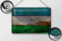 Blechschild Flagge Usbekistan 30x20cm Uzbekistan Rost