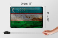 Blechschild Flagge Usbekistan 30x20cm Uzbekistan Rost