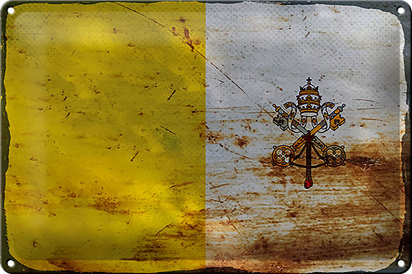 Blechschild Flagge Vatikanstadt 30x20cm Vatican City Rost