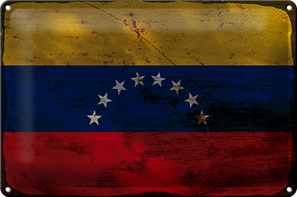 Blechschild Flagge Venezuela 30x20cm Flag Venezuela Rost