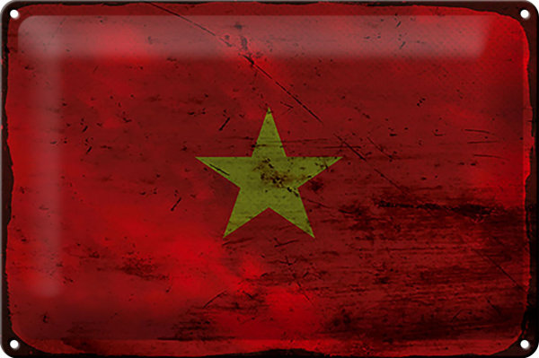 Blechschild Flagge Vietnam 30x20cm Flag of Vietnam Rost