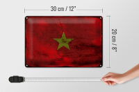 Blechschild Flagge Vietnam 30x20cm Flag of Vietnam Rost