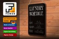 Blechschild Spruch 20x30cm laundry schedule sort tody wash
