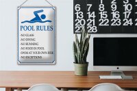 Blechschild Spruch 20x30cm Pool Rules No glass no diving