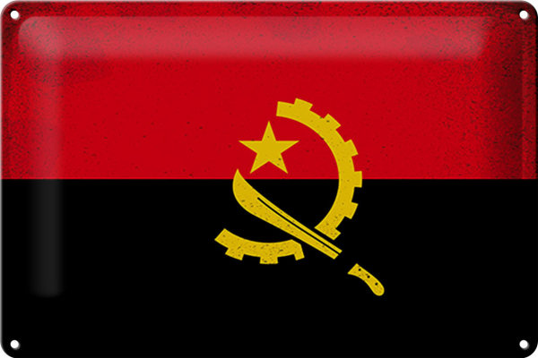 Blechschild Flagge Angolas 30x20cm Flag of Angola Vintage