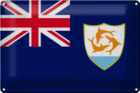 Blechschild Flagge Anguillas 30x20cm Flag Anguilla Vintage