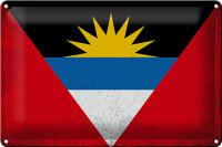 Blechschild Flagge Antigua und Barbuda 30x20cm Flag Vintage