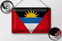 Blechschild Flagge Antigua und Barbuda 30x20cm Flag Vintage