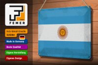 Blechschild Flagge Argentinien 30x20cm Argentina Vintage