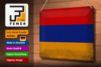 Blechschild Flagge Armenien 30x20cm Flag Armenia Vintage