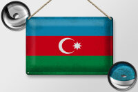 Blechschild Flagge Aserbaidschan 30x20cm Azerbaijan Vintage