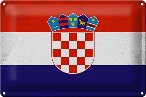 Blechschild Flagge Kroatien 30x20cm Flag of Croatia Vintage