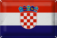 Blechschild Flagge Kroatien 30x20cm Flag of Croatia Vintage