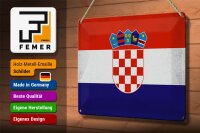 Blechschild Flagge Kroatien 30x20cm Flag of Croatia Vintage