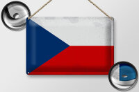 Blechschild Flagge Tschechien 30x20cm Czech Republic Vintag
