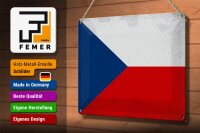 Blechschild Flagge Tschechien 30x20cm Czech Republic Vintag