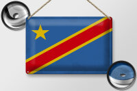Blechschild Flagge DR Kongo 30x20cm Flag Congo Vintage
