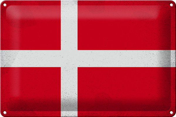 Blechschild Flagge Dänemark 30x20cm Flag of Denmark Vintage