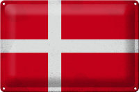 Blechschild Flagge Dänemark 30x20cm Flag of Denmark Vintage