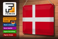Blechschild Flagge Dänemark 30x20cm Flag of Denmark Vintage