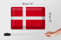 Blechschild Flagge Dänemark 30x20cm Flag of Denmark Vintage